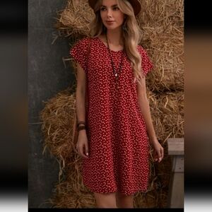 EMERY ROSE Batwing Sleeve AlloverHeart Print Dress Size Medium